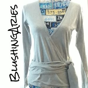 NWT-Grey Long Sleeve Crisscross Shirt Medium